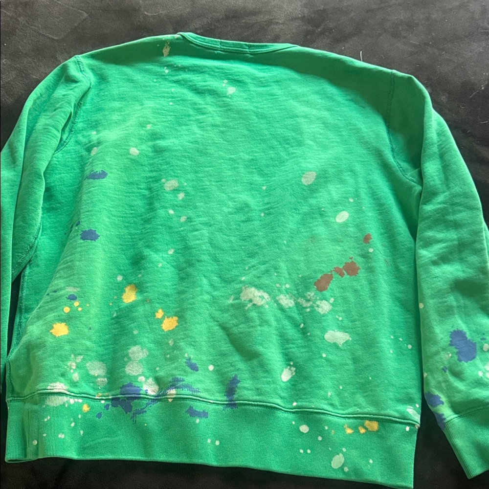 Men's Large Ralph Lauren green pullover sweatshirt with paint splashes . - Picture 4 of 9
